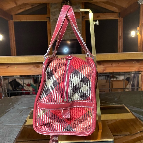 RARE Burberry Blue Label red woven plaid handbag - Picture 4 of 12